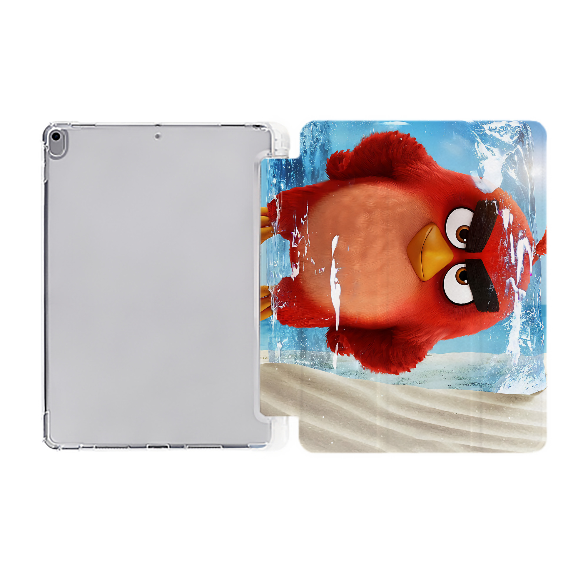 （画像用） Angry Birds アングリーバード IPad ケース ペン収納付き 三つ折りスタンド PUレザー×シリコン 対応機種9.5/10.5/10.9インチ